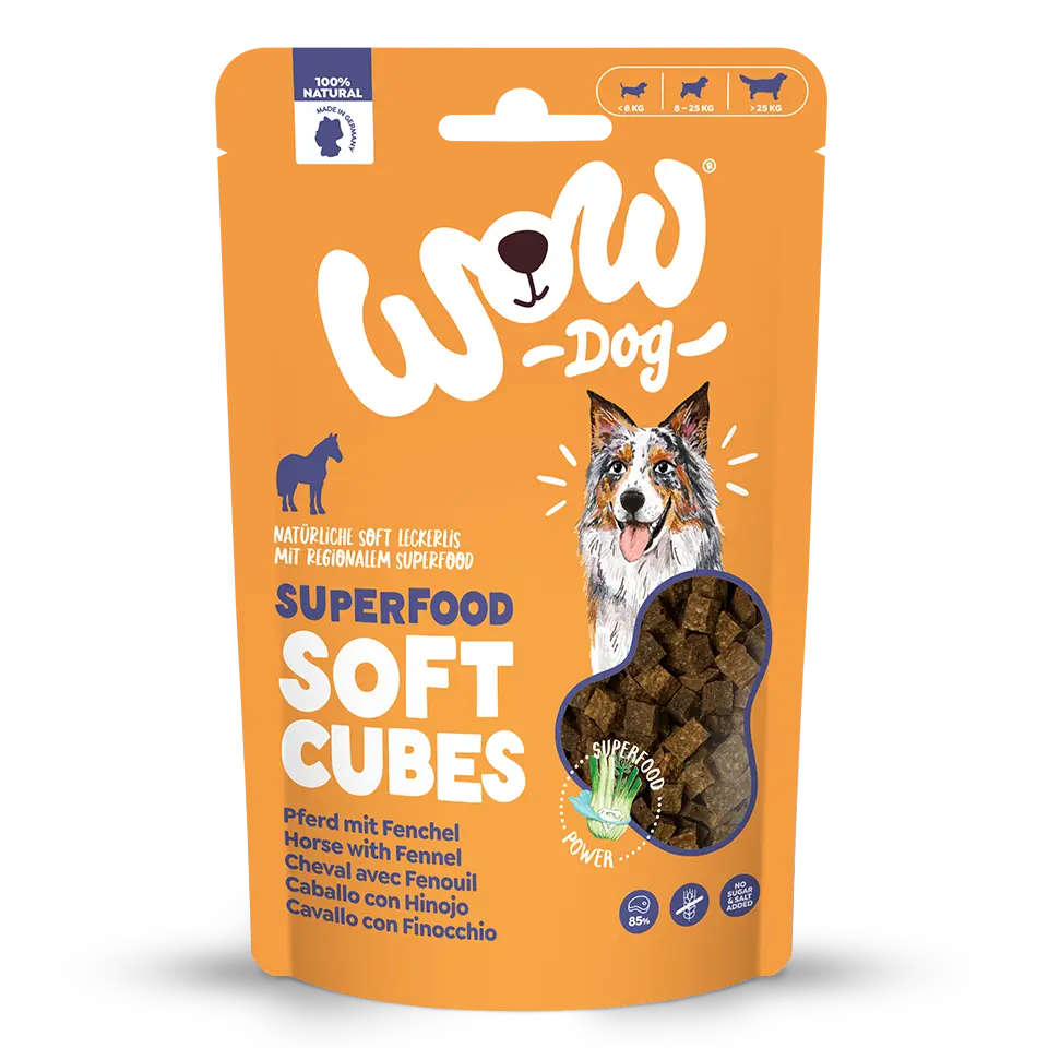 Wow Dog SUPERFOOD Soft Cubes Cavallo con finocchio Wow Dog